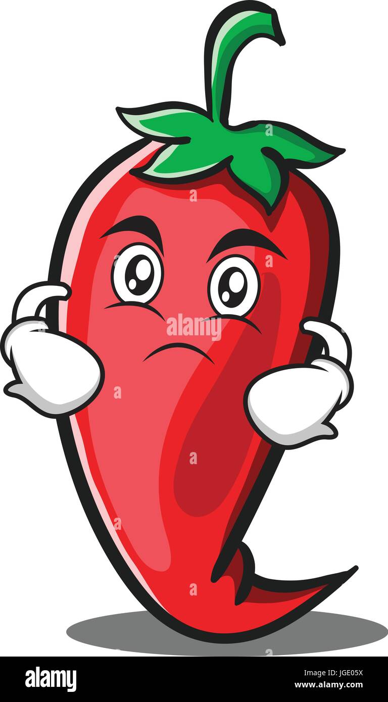 Serious red chili character cartoon Stock Vector
