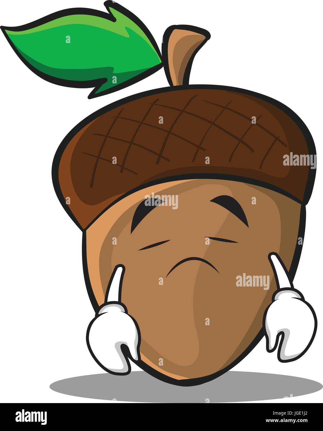 Sad Acorn Cartoon Character Style Stock Vector Image Art Alamy