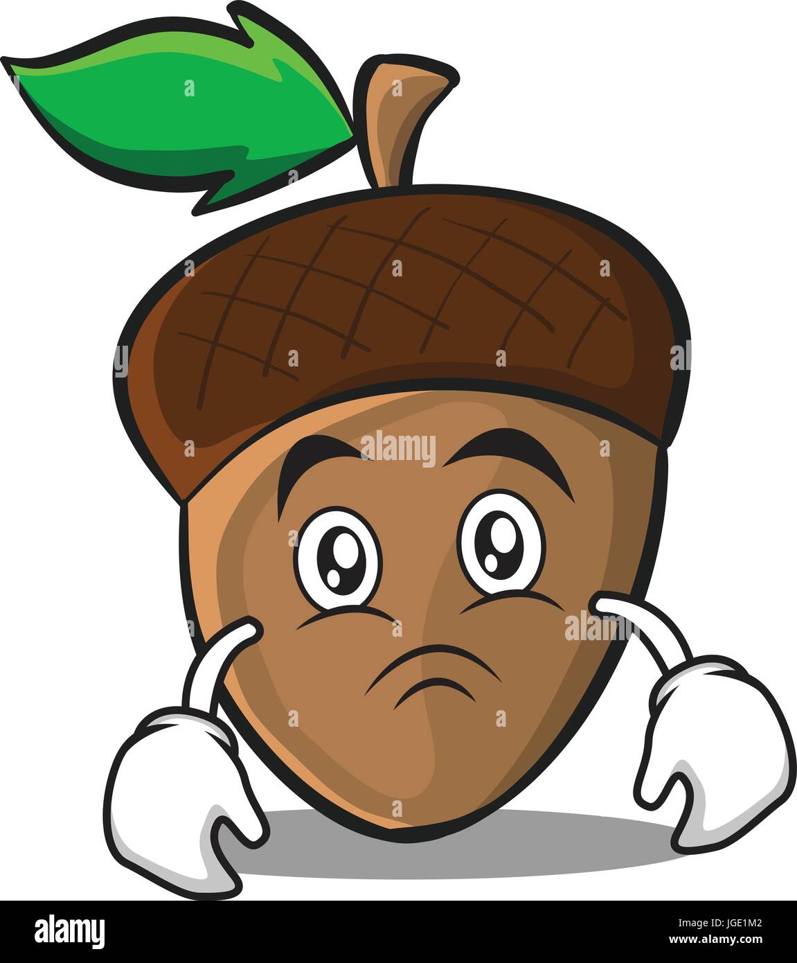 Moody acorn cartoon character style Stock Vector