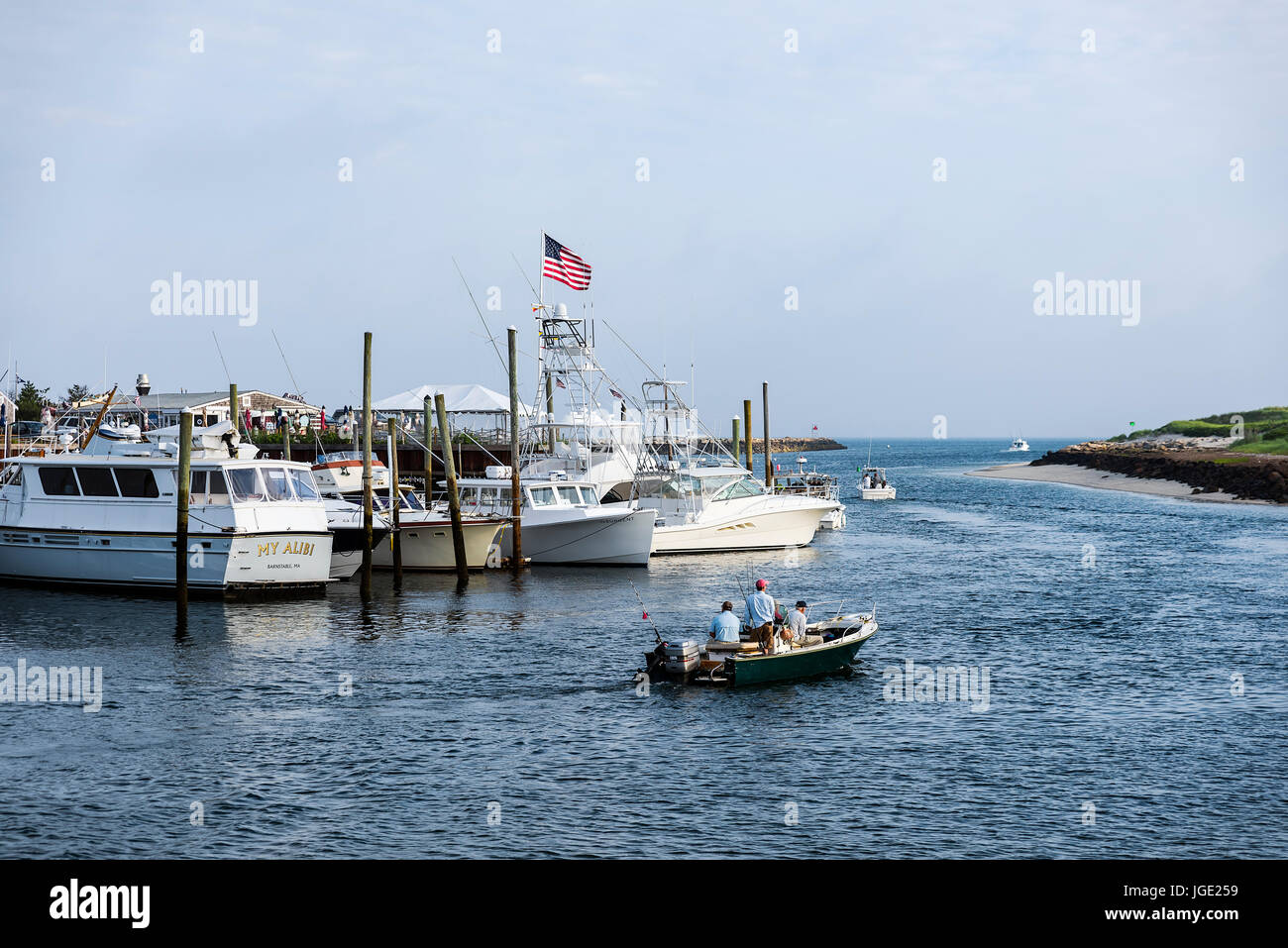 Charter fishing boats leaving Sesuit Harbor, Dennis, Massachusetts, USA