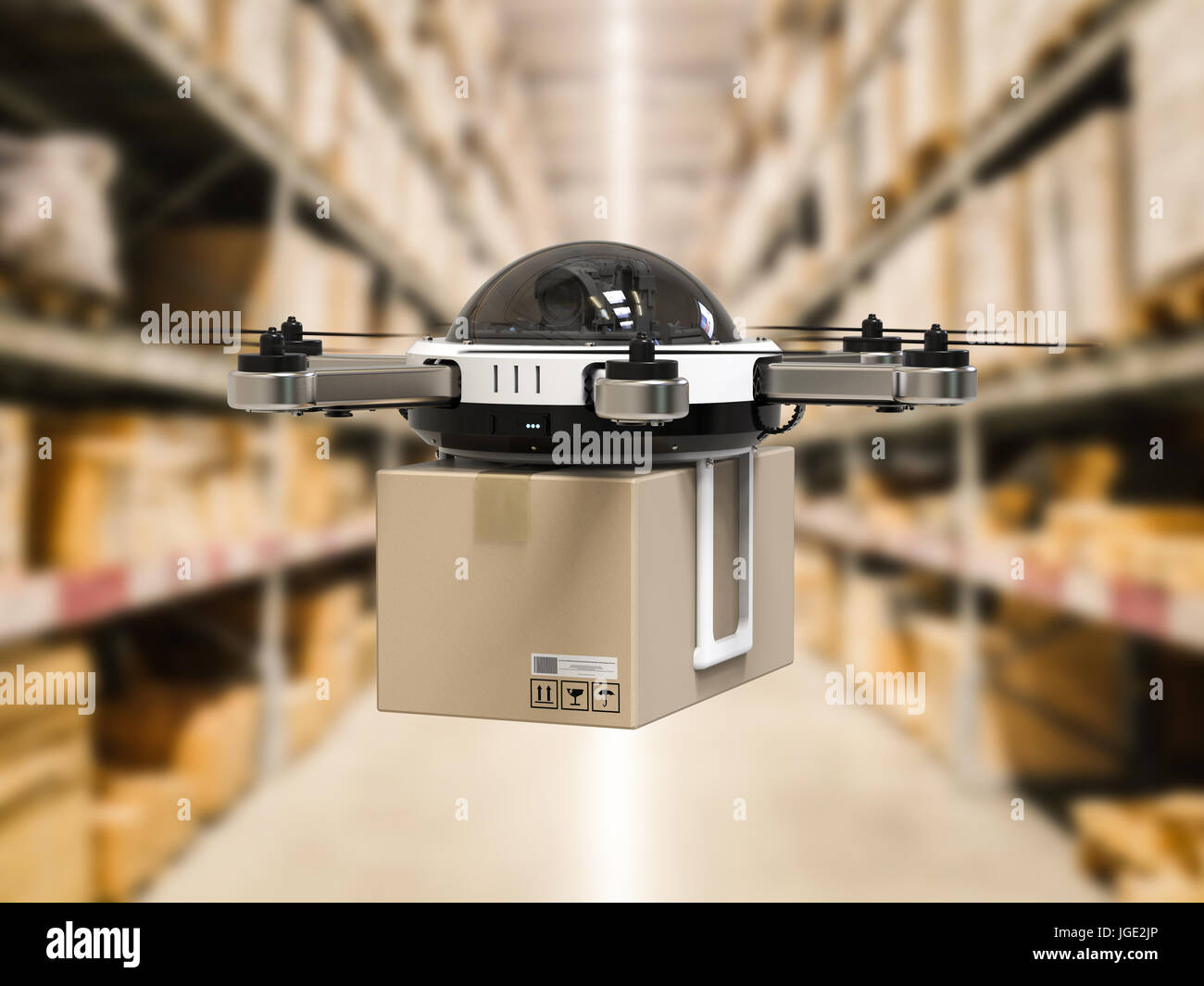 3d rendering delivery drone in warehouse Stock Photo - Alamy