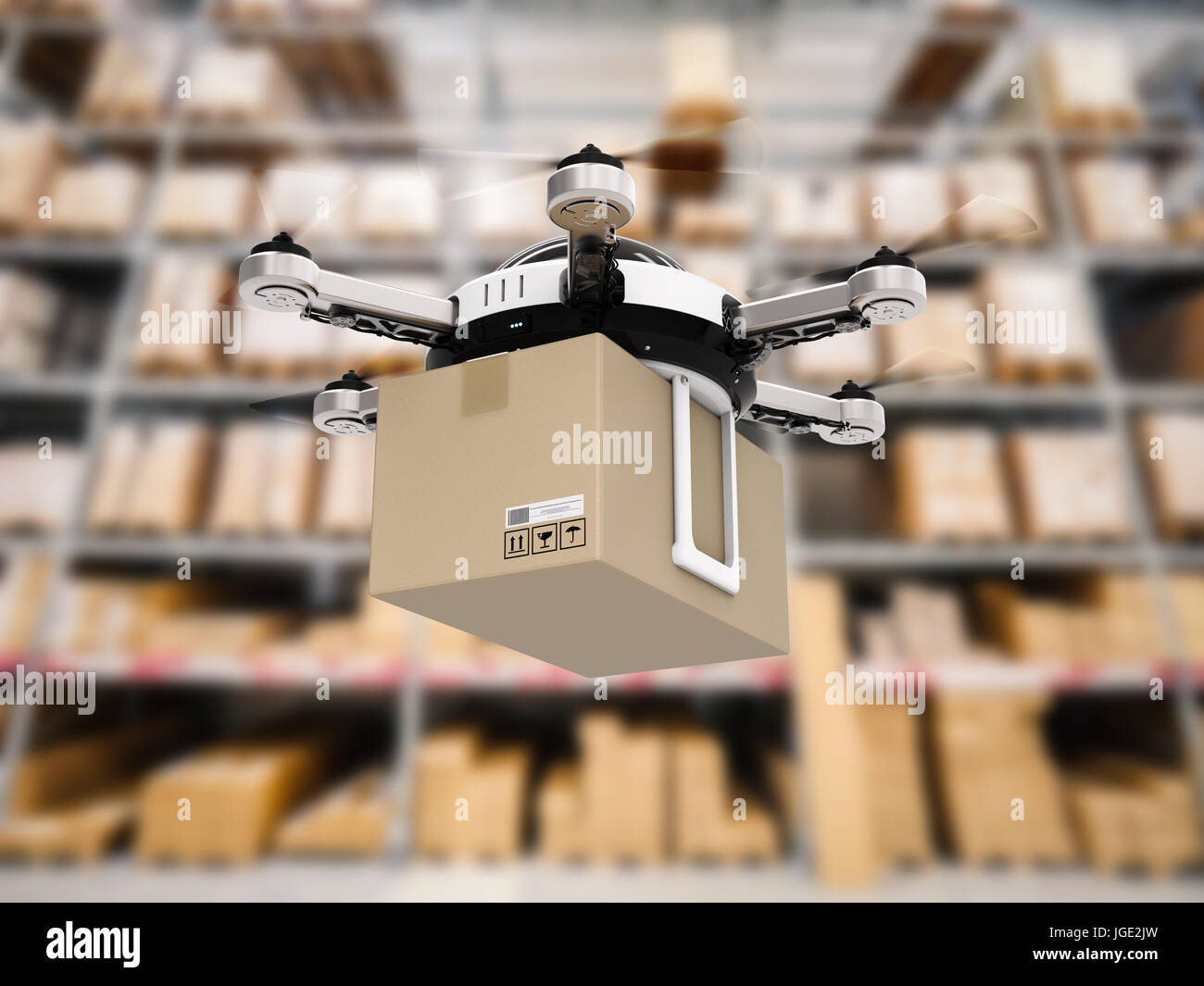 3d rendering delivery drone in warehouse Stock Photo - Alamy