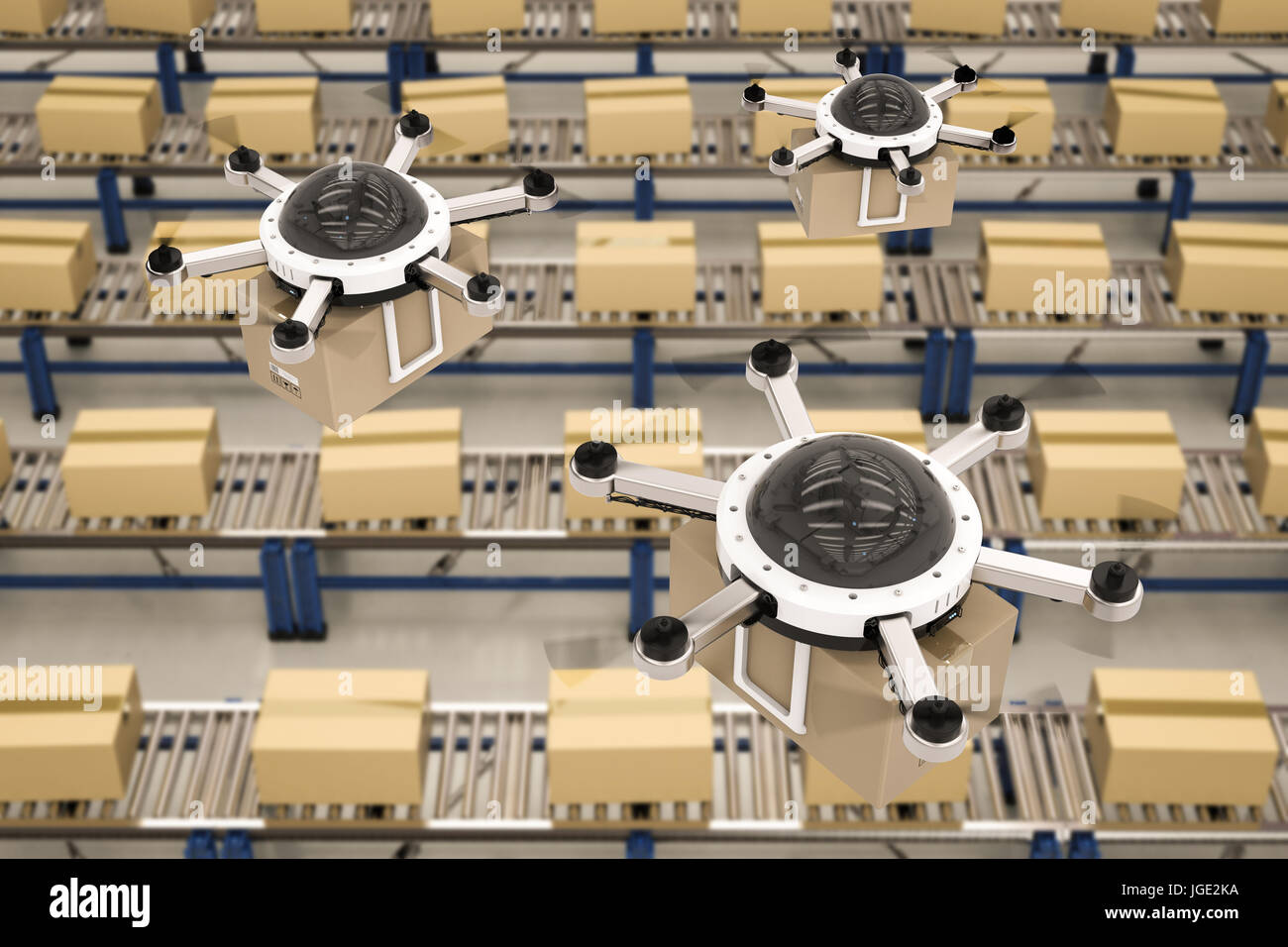 3d rendering delivery drone in warehouse Stock Photo - Alamy