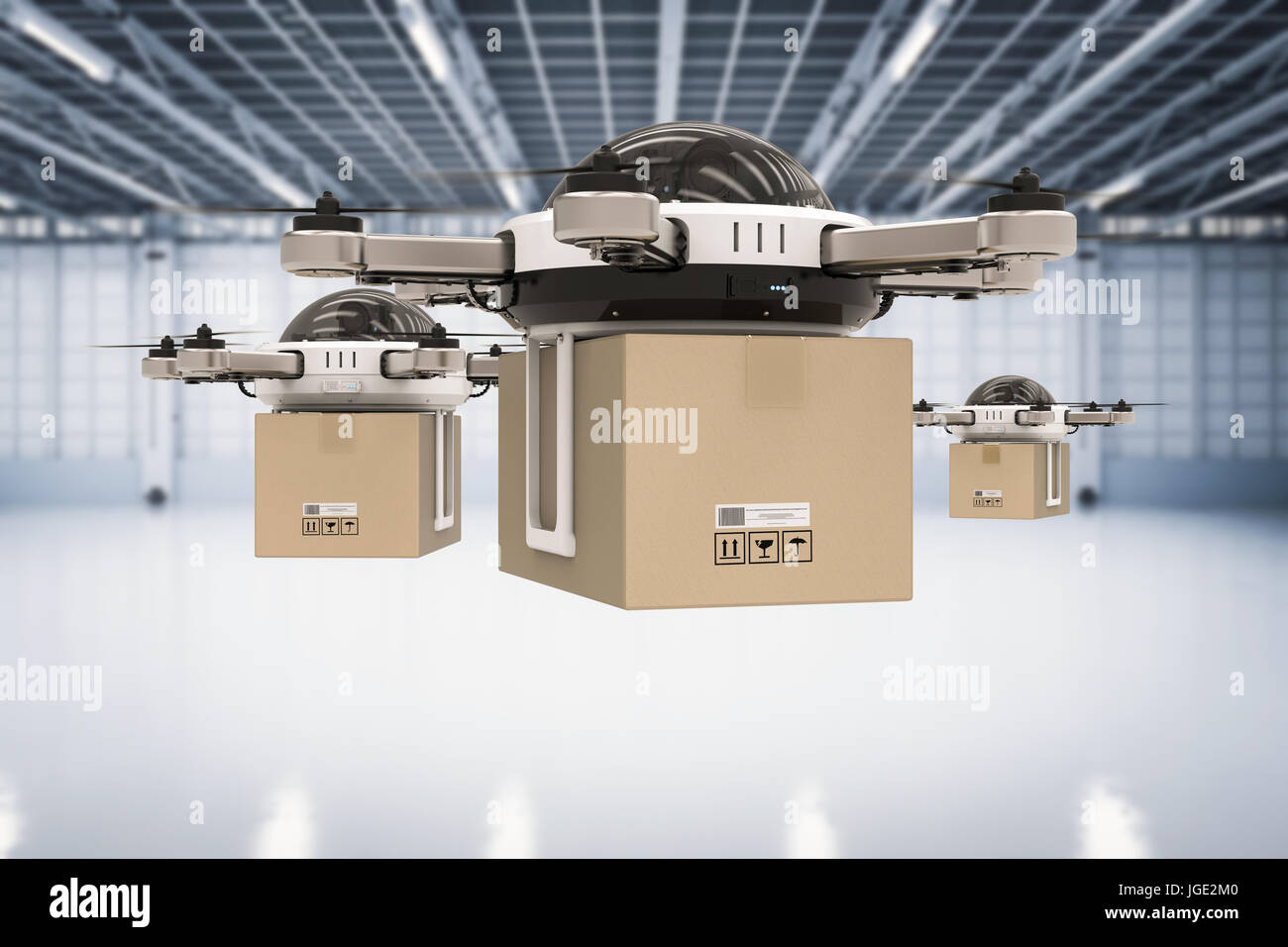 3d rendering delivery drone in warehouse Stock Photo - Alamy