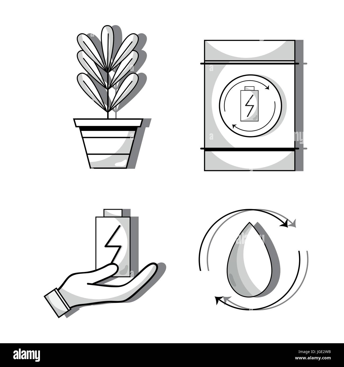 set ecology conservation and environment care concept Stock Vector ...