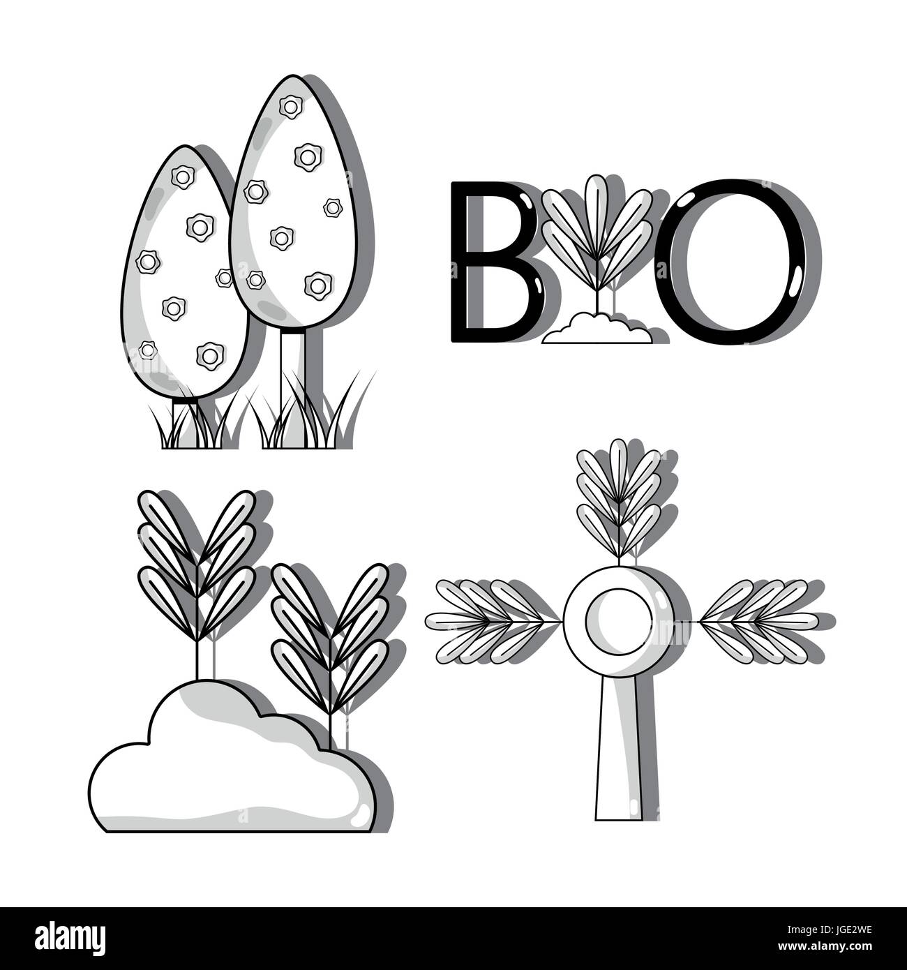 set ecology conservation and environment care concept Stock Vector ...