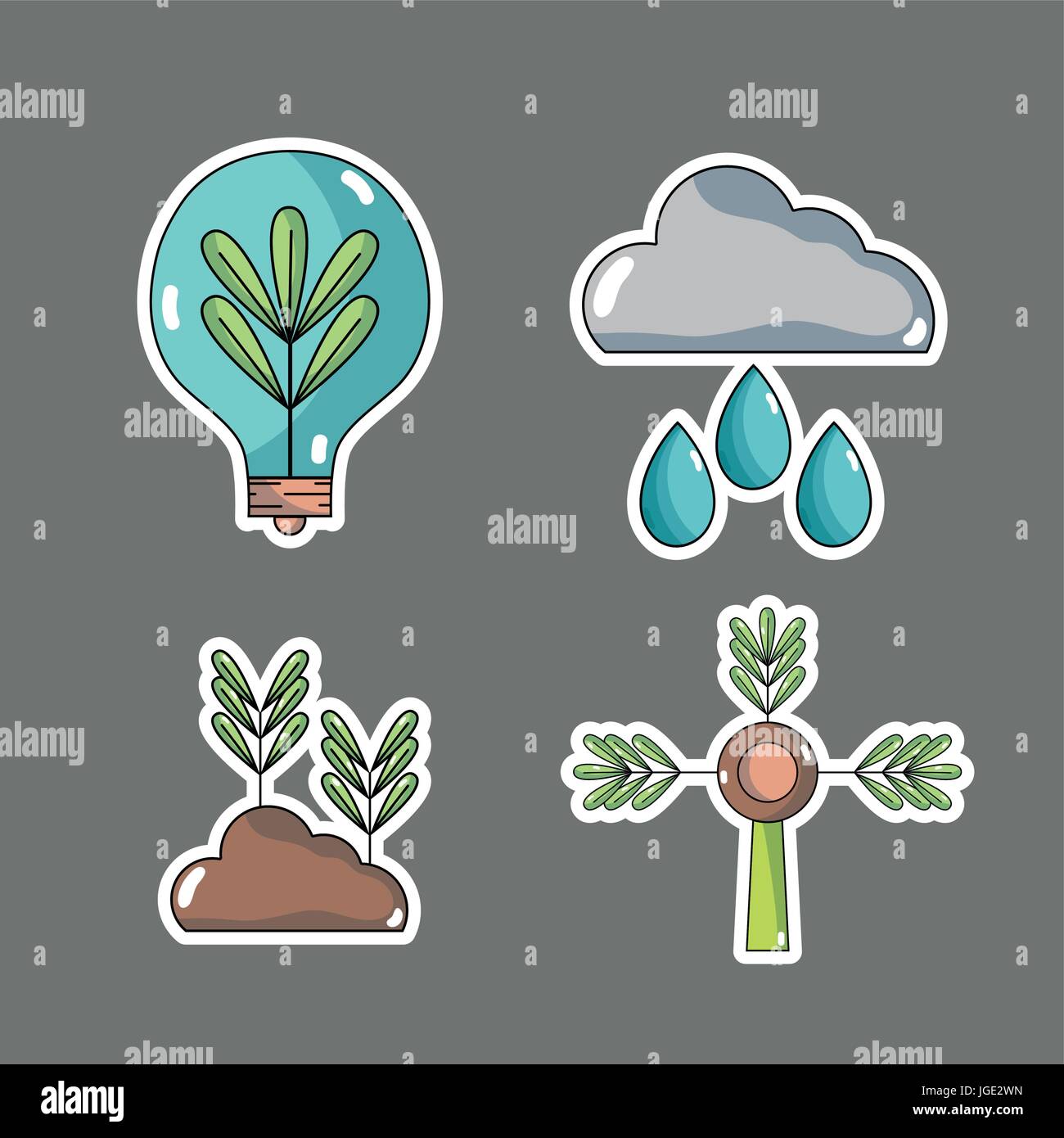 set ecology conservation and environment care concept Stock Vector ...