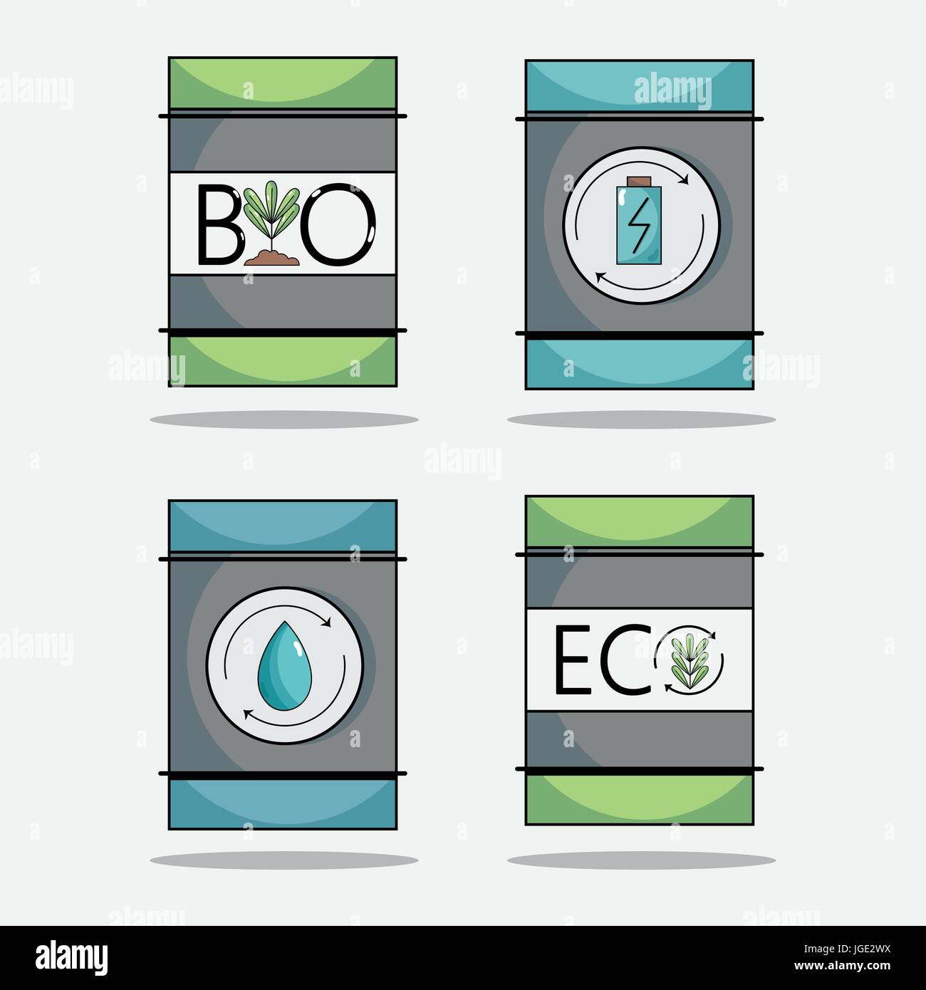 set ecology conservation and environment care concept Stock Vector ...