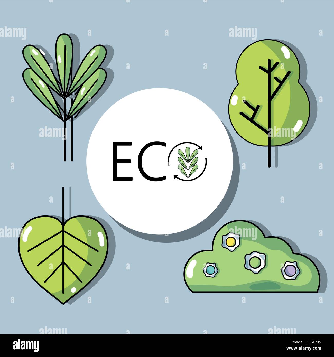 set ecology conservation and environment care concept Stock Vector ...
