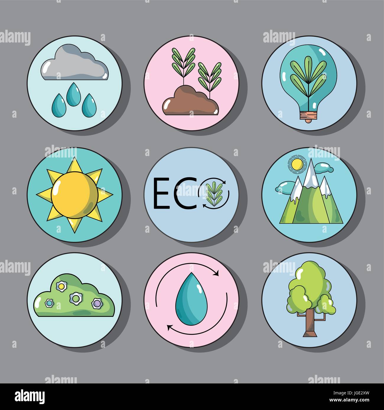 set ecology conservation and environment care concept Stock Vector ...