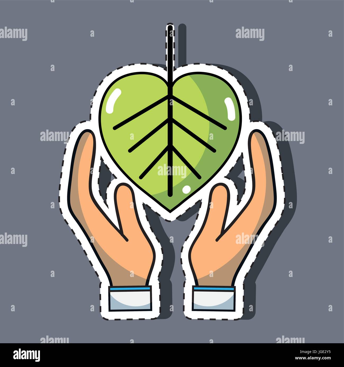 hand with natural leaf to environment care Stock Vector Image & Art - Alamy