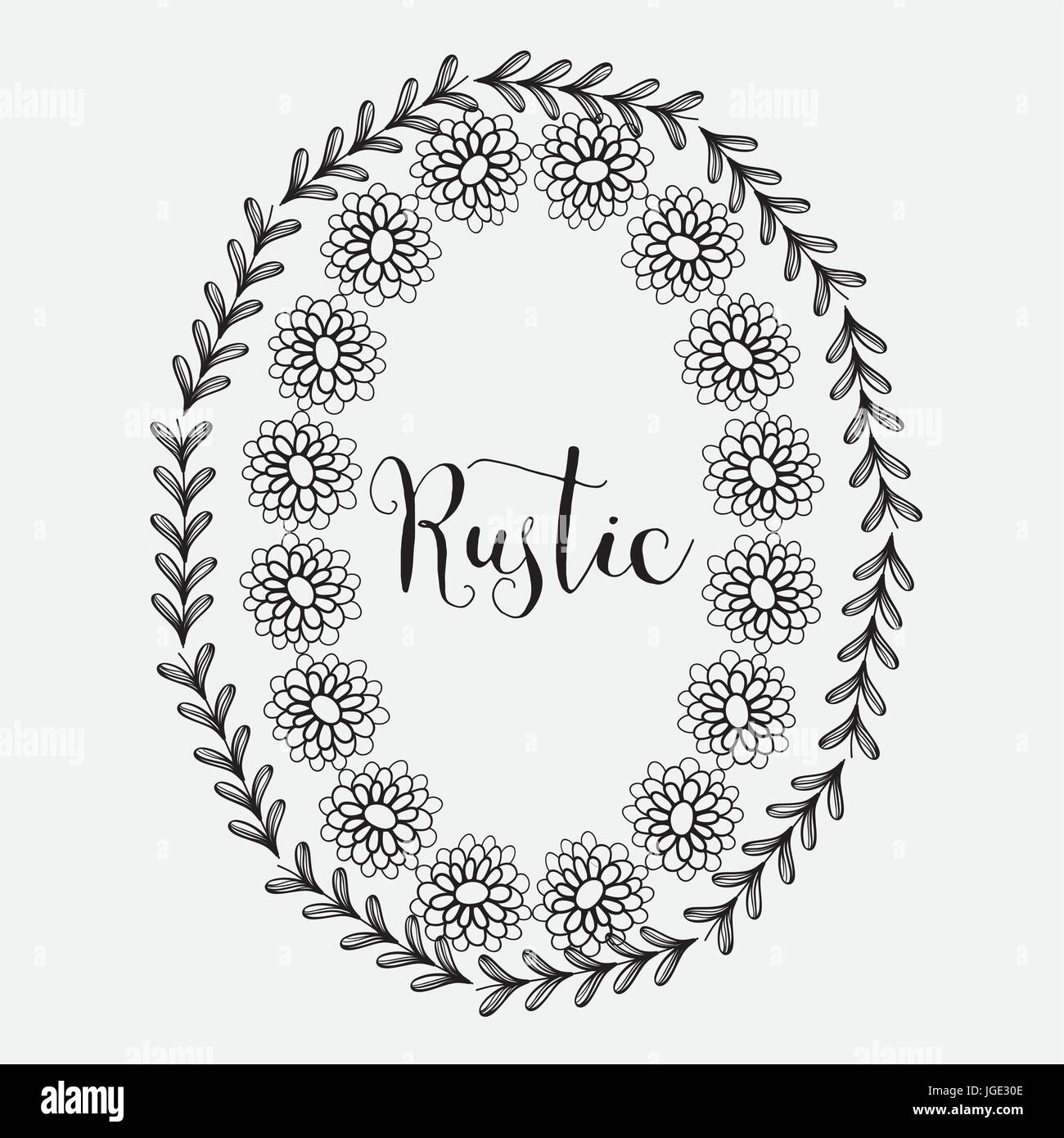 rustic emblem decoration with branches and flowers design Stock Vector ...