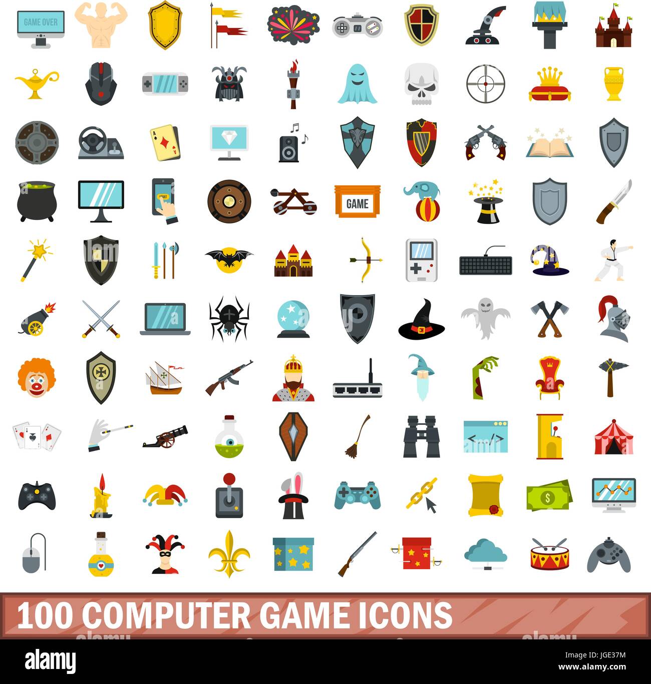 100 computer game icons set, flat style Stock Vector Image & Art Alamy
