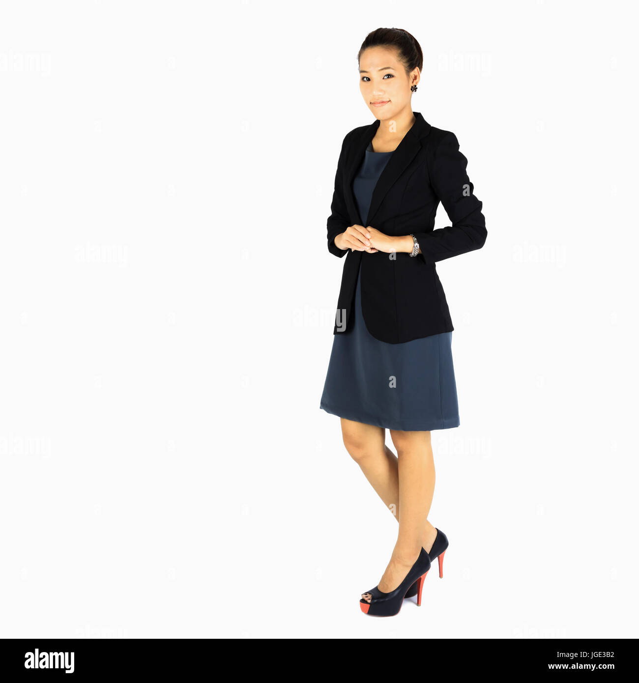 Isolated Young Business woman on white Stock Photo - Alamy