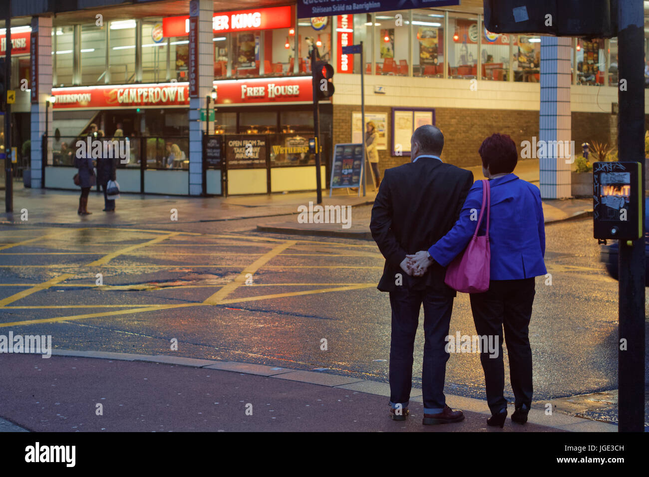 mature couple middle aged on a night out on the town Friday Saturday Stock Photo