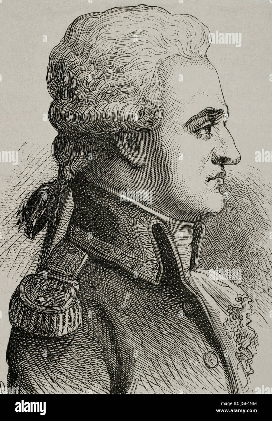 Pierre Charles Silvestre de Villeneuve (1763-1806). French naval officer. Portrait by E. Thuirs in History of France, 1883. Stock Photo