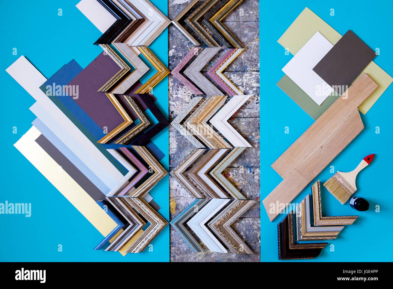 Paintbrush and picture frame parts Stock Photo Alamy