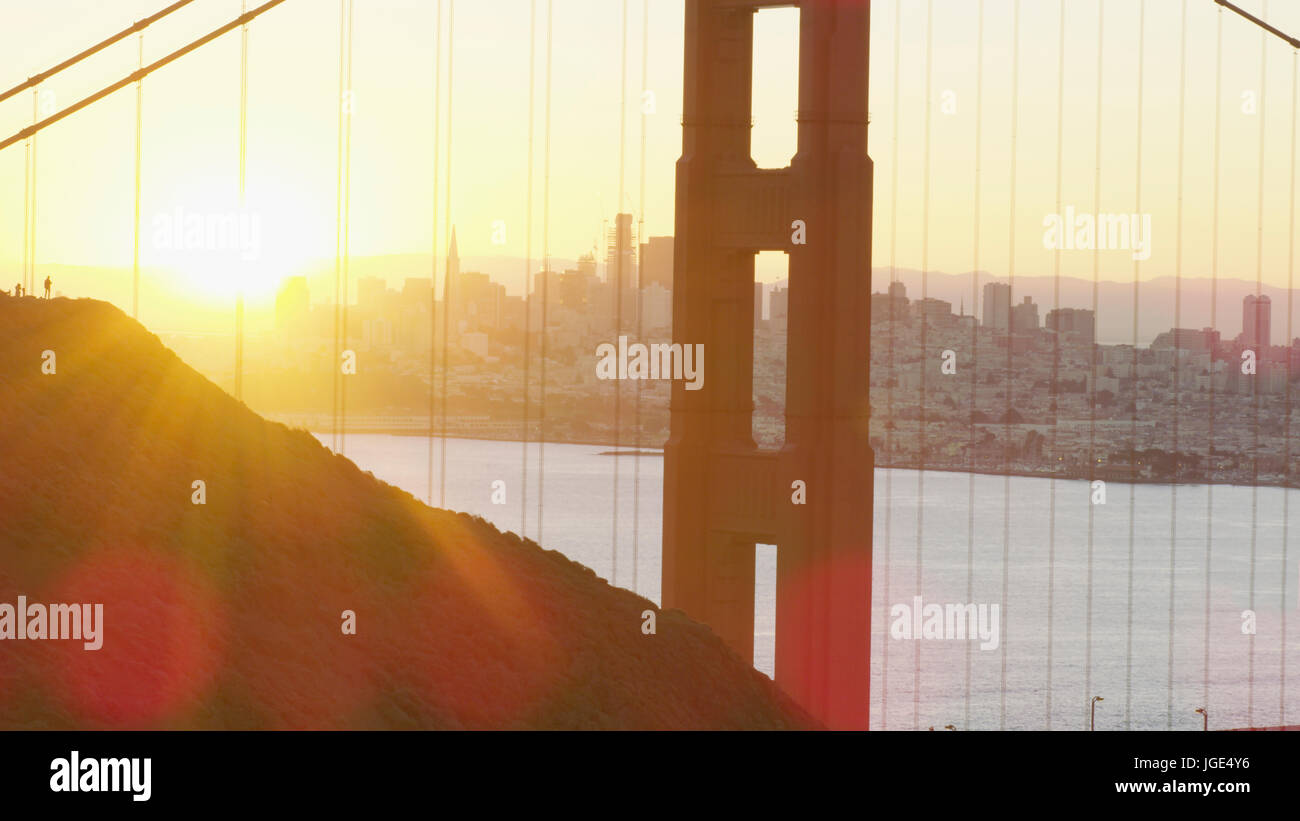 Bridge at sunset, San Francisco, California, United States Stock Photo