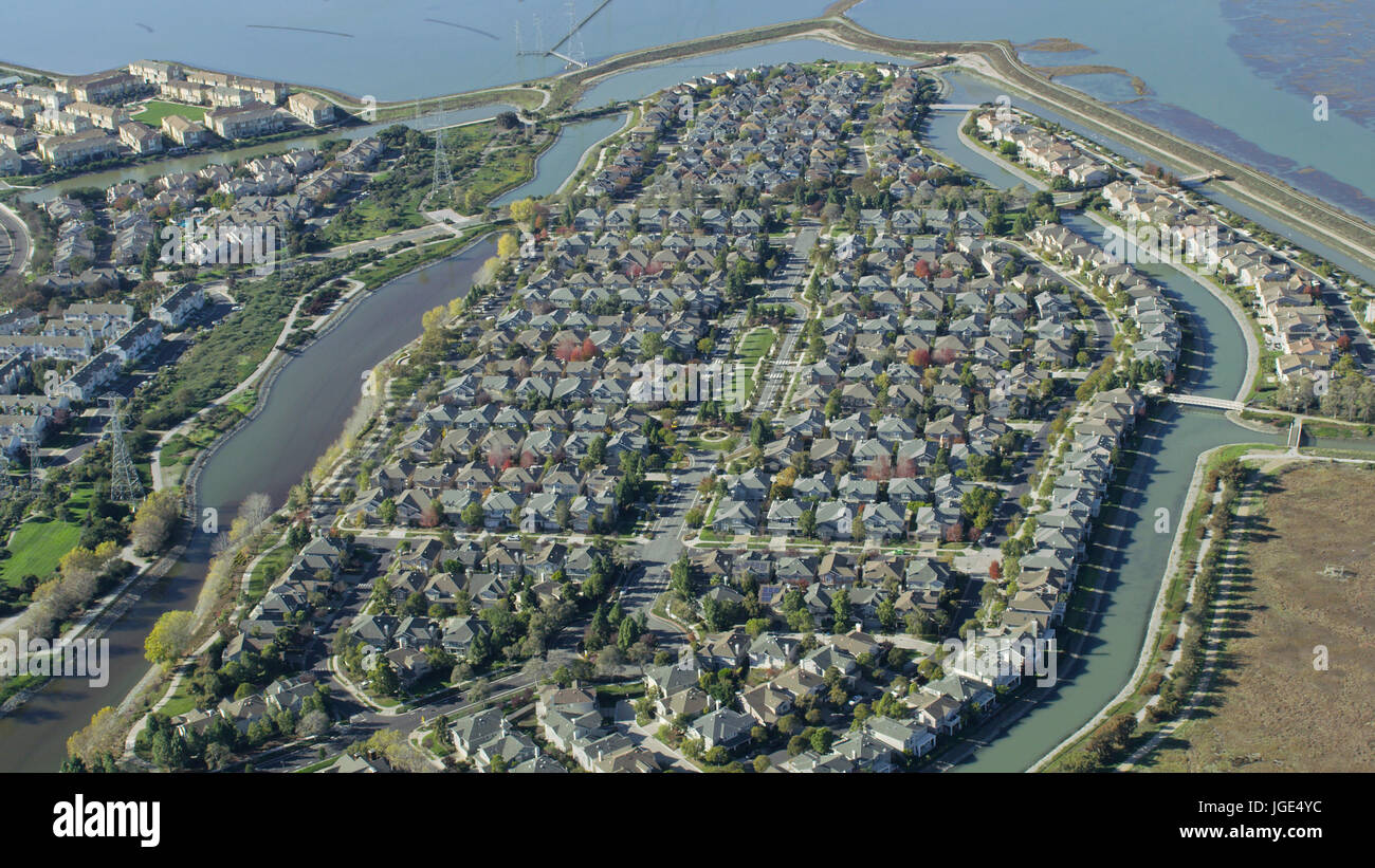 Aerial view of suburb, San Carlos, California, United States Stock Photo