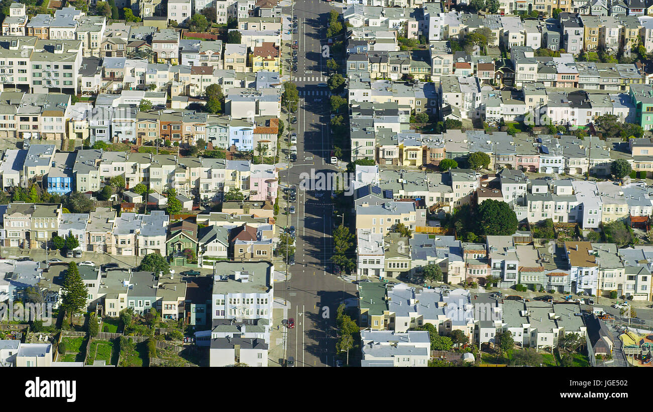 Aerial view of cityscape, San Francisco, California, United States Stock Photo