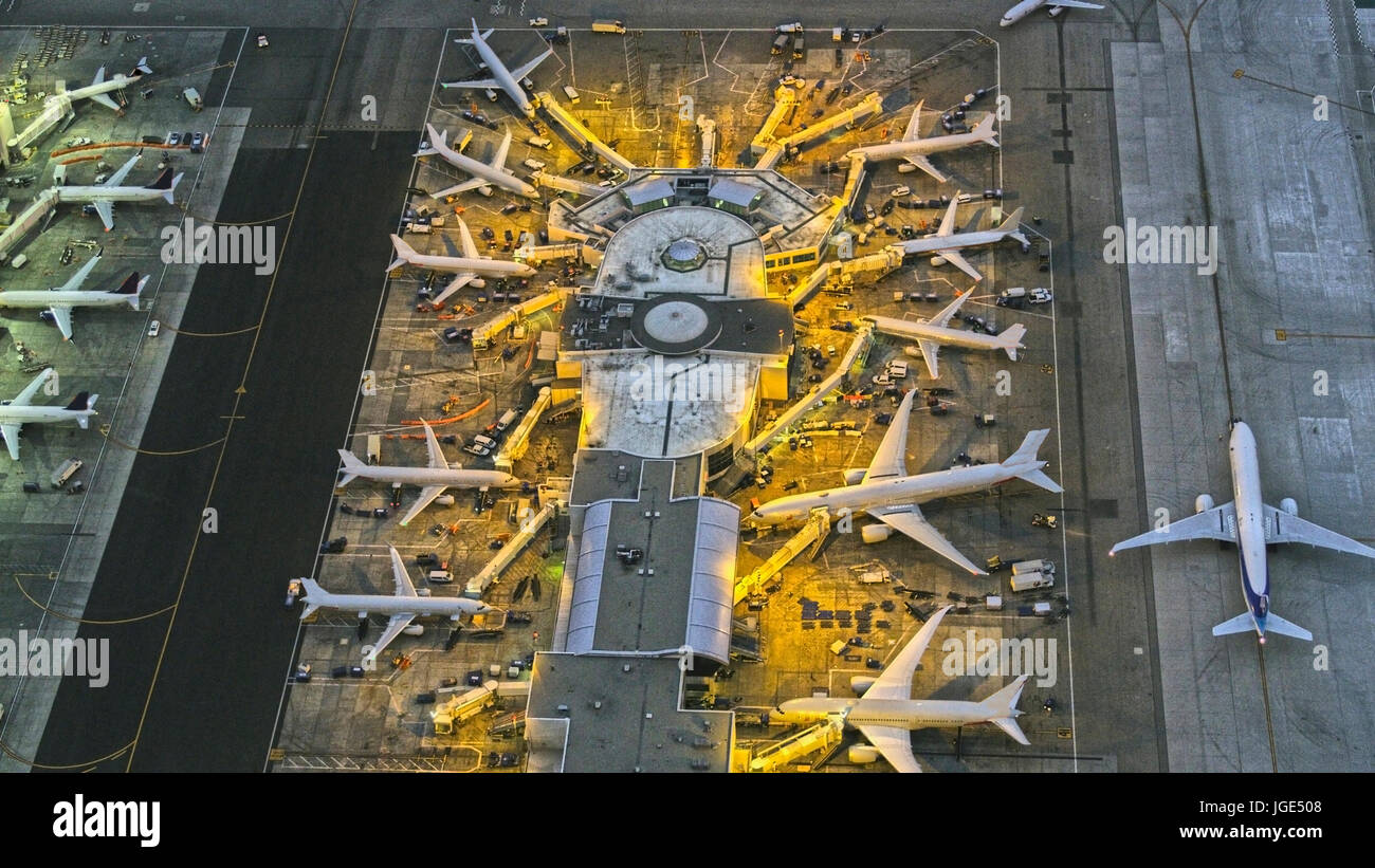Aerial view of airport, Los Angeles, California, United States Stock Photo
