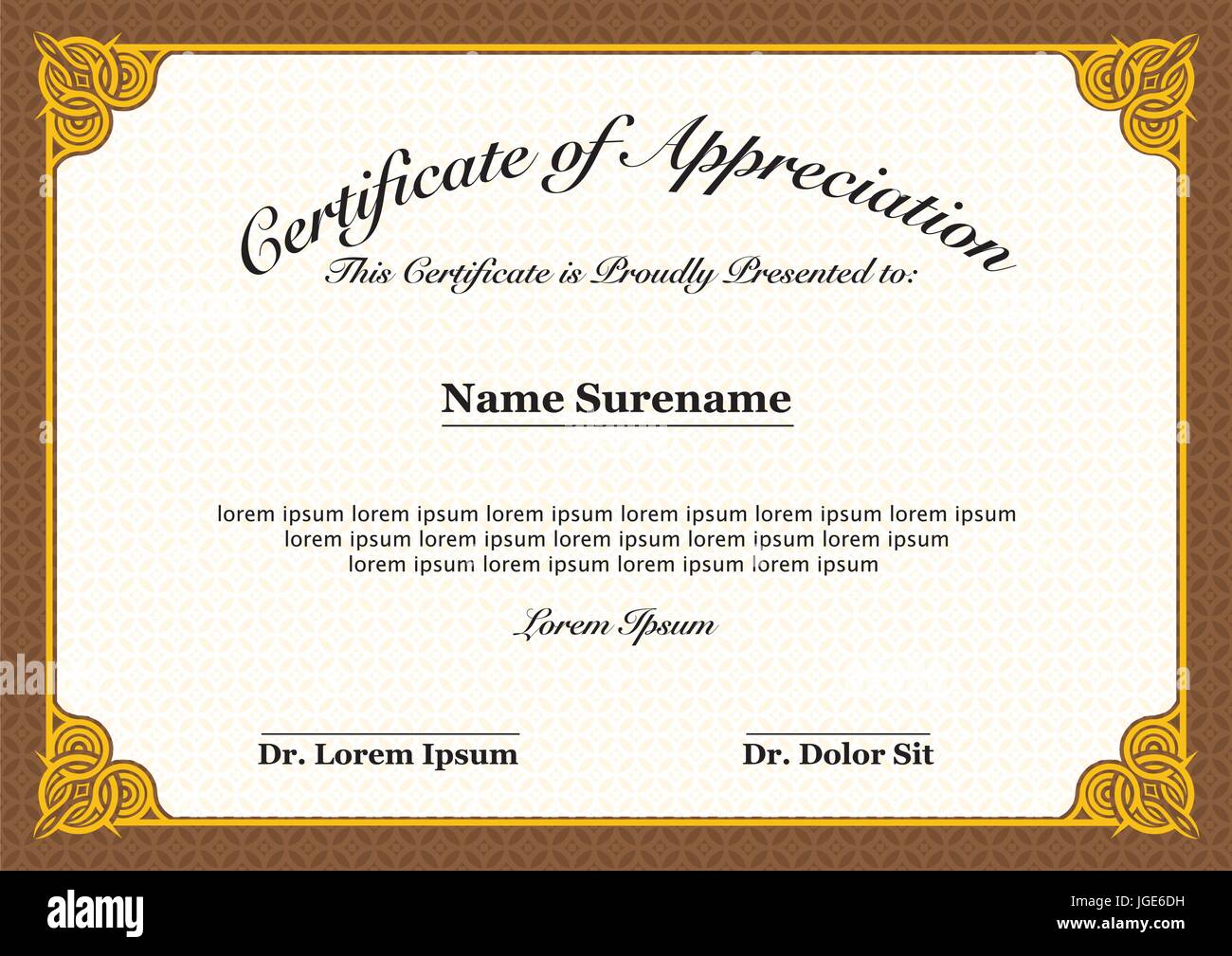 Certificate of Appreciation Ready for Print also blank space provide Stock Vector