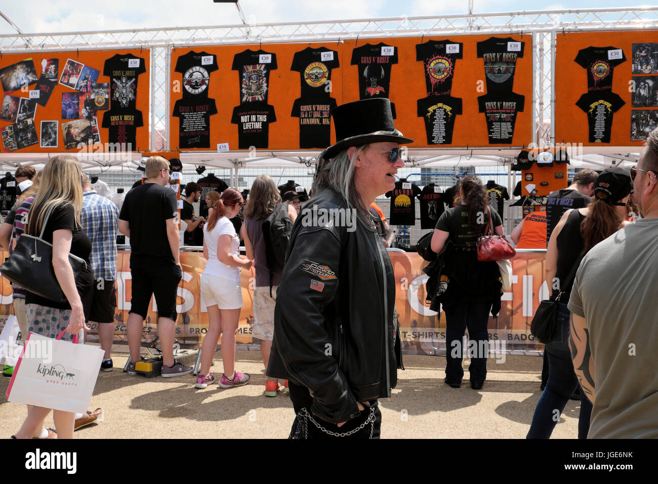 Guns N' Roses 2017 concert fans and t-shirts at entrance of the Queen  Elizabeth Olympic Park stadium Stratford East London England UK KATHY  DEWITT Stock Photo - Alamy