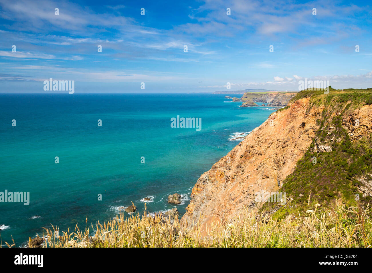 Beautiful summers day on the coast known as North Cliffs Cornwall England UK Europe Stock Photo