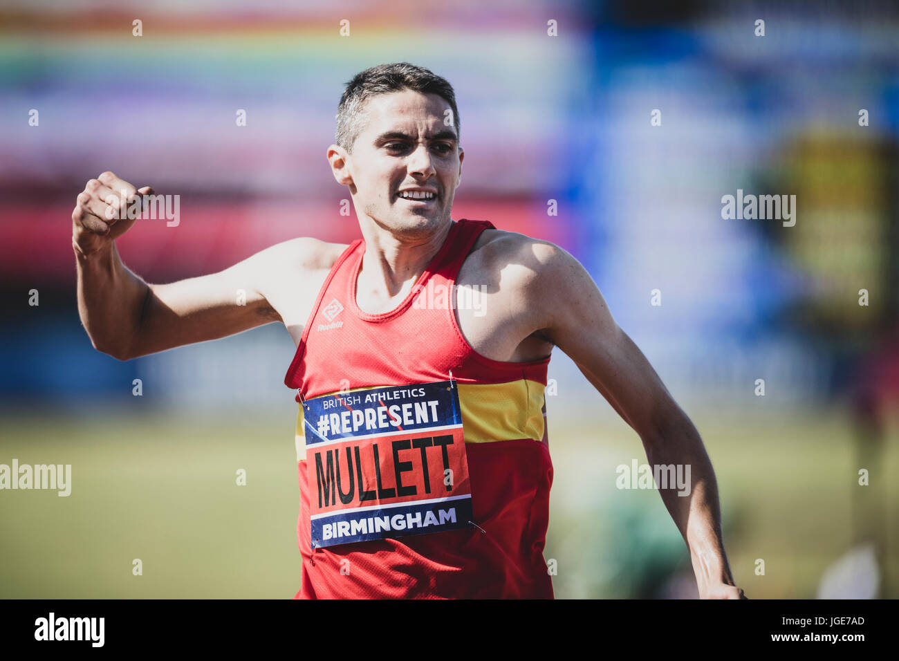 Rob Mullett wins the 3000m steeplechase at the British Athletics Championships and World Trials at Birmingham, United Kingdom on 1-2 July 2017 Stock Photo