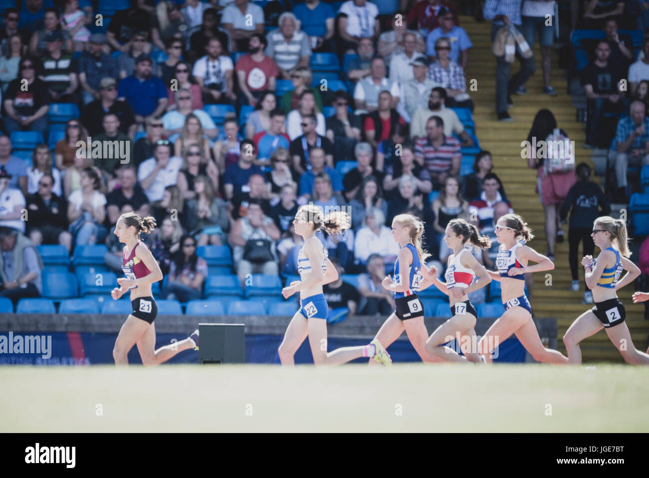 The women's 5000m at the British Athletics Championships and World Trials at the Alexander Stadium, Birmingham, United Kingdom on 1-2 July 2017 Stock Photo