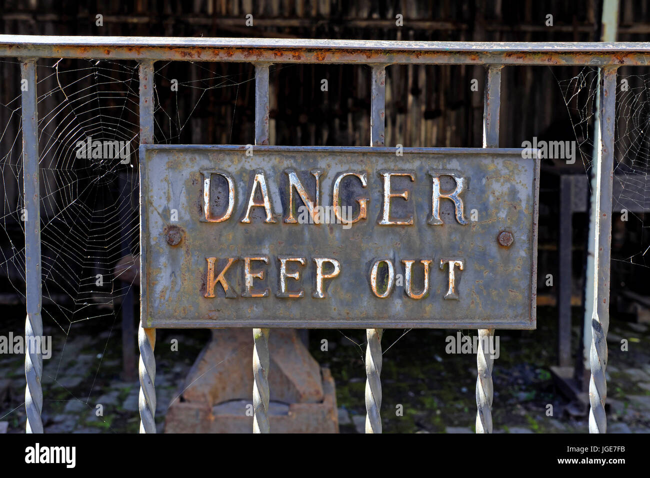 Danger Keep Out Rusty Plate Stock Photo - Alamy
