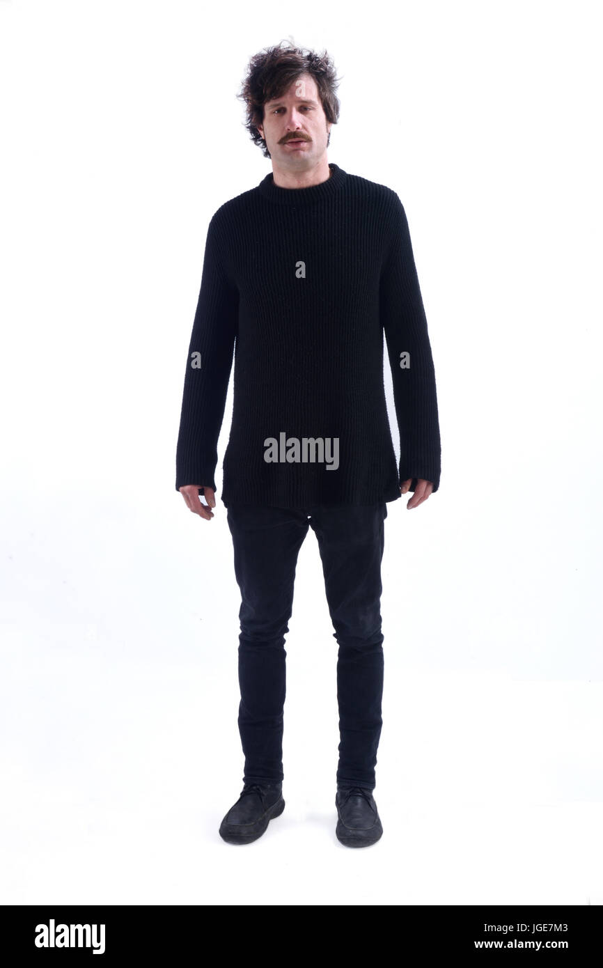 Man standing and on a white background Stock Photo - Alamy