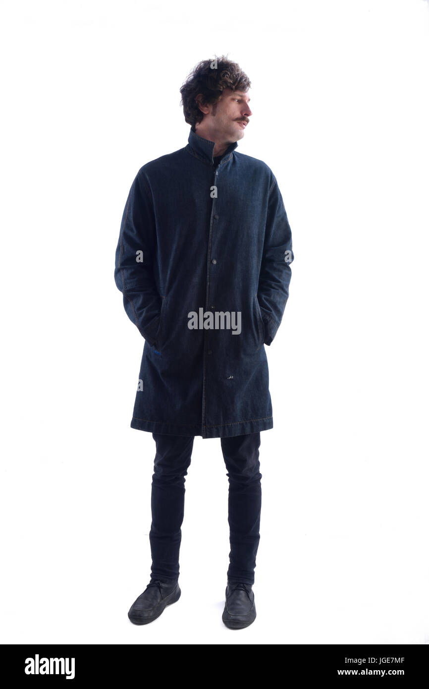 Man standing and on a white background Stock Photo - Alamy