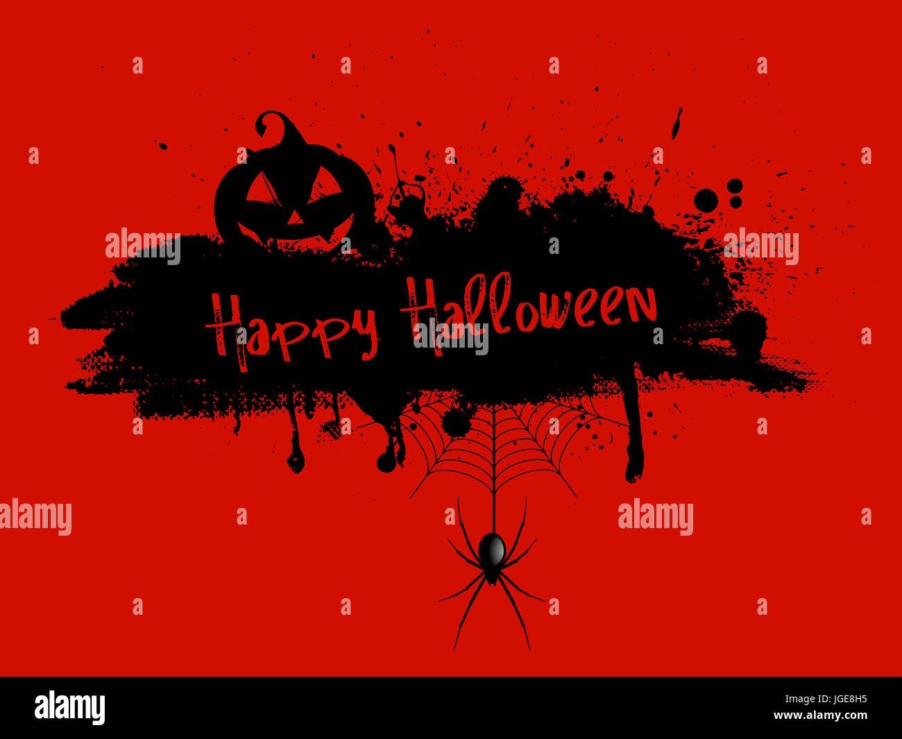 Grunge Halloween background with pumpkin and spider Stock Photo - Alamy