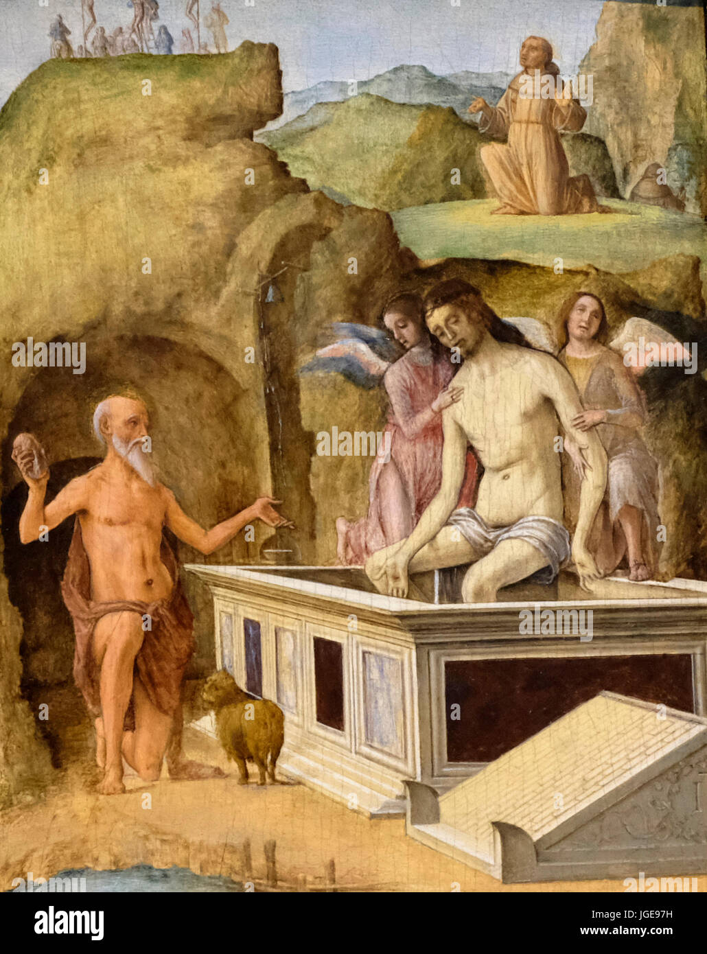 The Dead Christ - Ercole de Roberti, circa 1490 Stock Photo