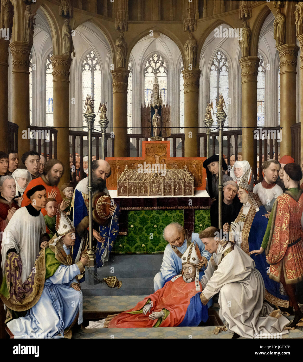 The Exhumation of St. Hubert - Workshop of Rogier van der Weyden, circa 1400 Stock Photo