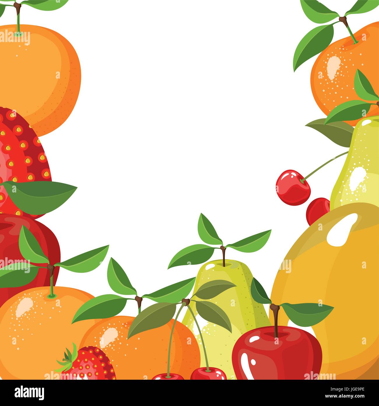 white background with border of different types of delicious fruits Stock  Vector Image \u0026 Art - Alamy, image size:1300x1390