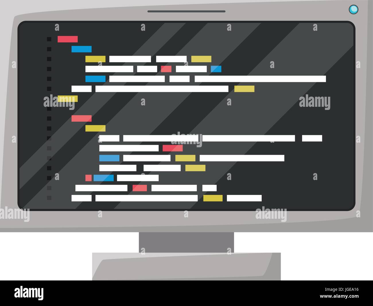 realistic silhouette of lcd monitor with screen programming window with ...