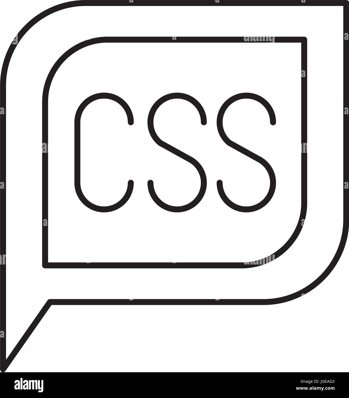monochrome silhouette dialogue square with tail with css symbol Stock ...