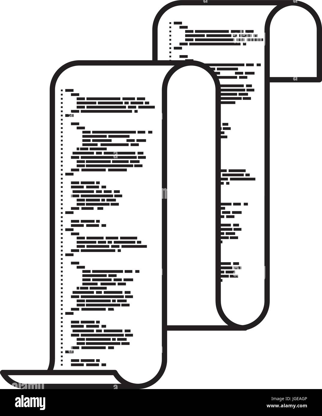monochrome silhouette of continuously sheet with printed source code ...
