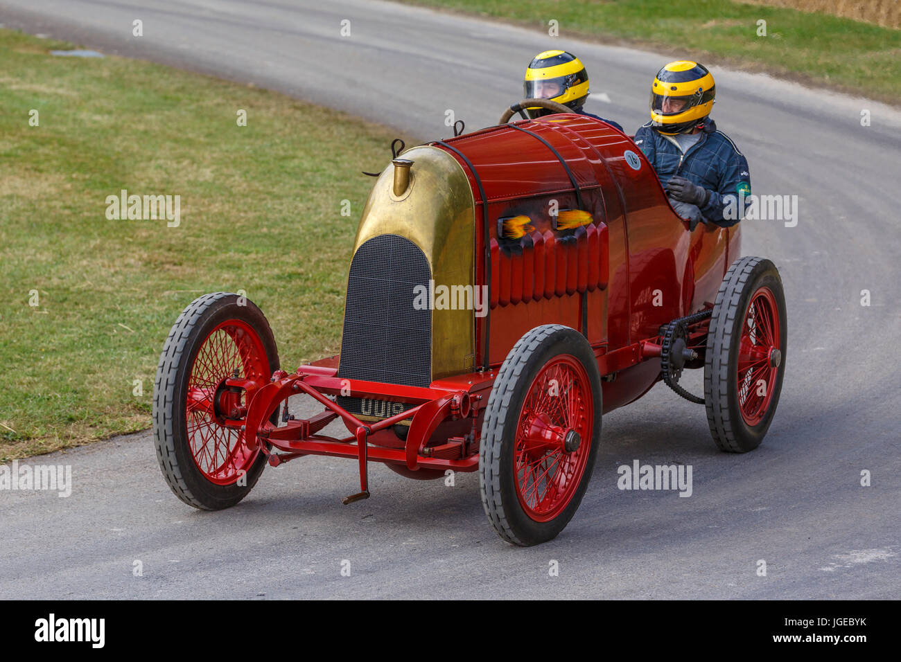 1911 Fiat S76 GP with driver Duncan Pittaway at the 2016 Goodwood Festival of Speed, Sussex, UK Stock Photo