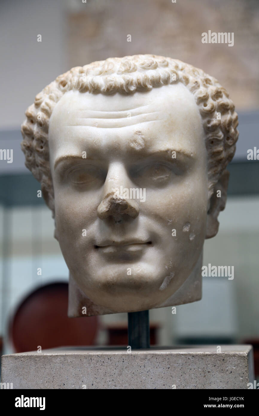 Titus (39-81 AD). Roman emperor from 79-81. Bust, from Utica, Tunisia. British Museum. London, UK. Stock Photo
