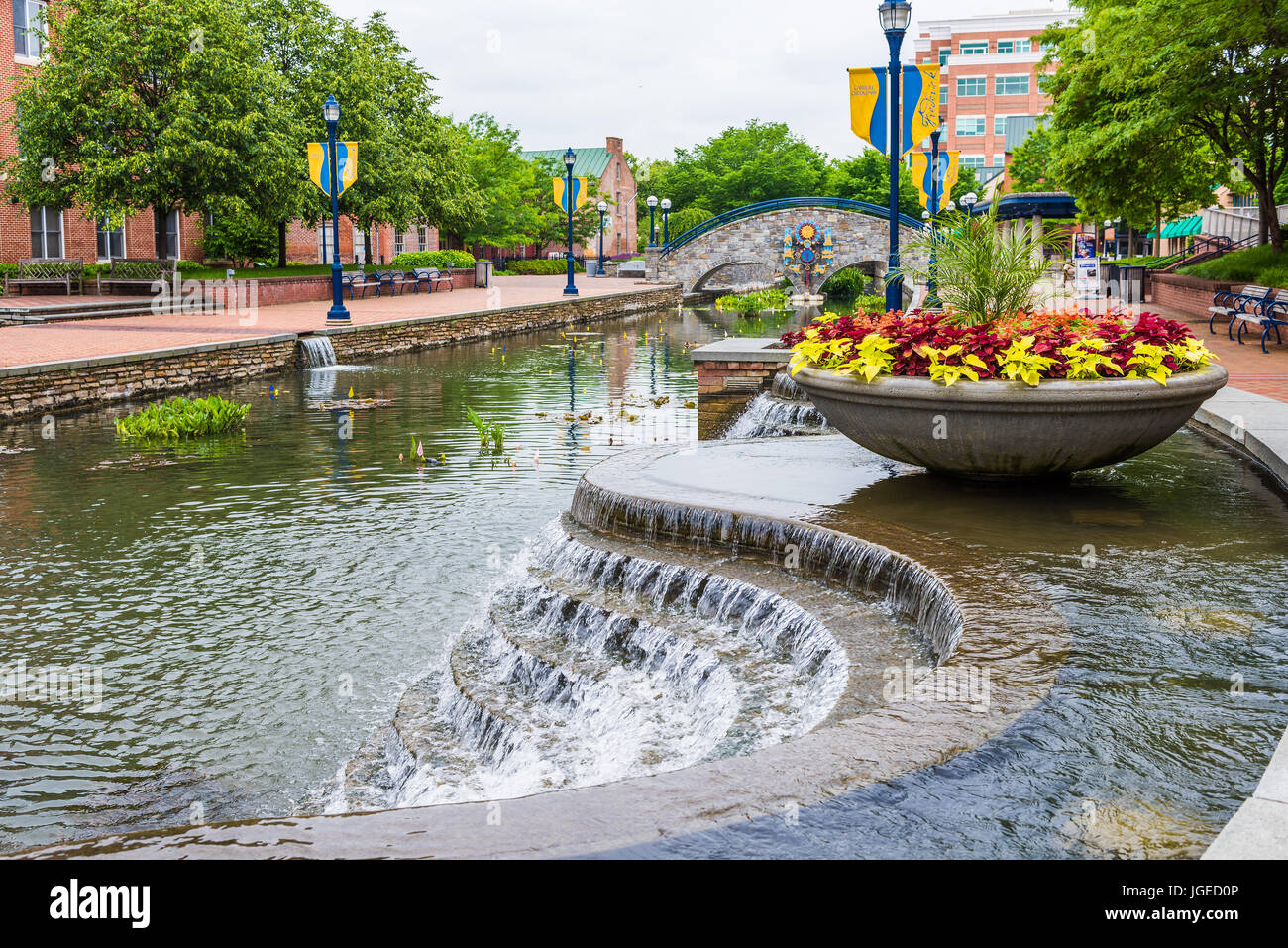 Frederick, USA May 24, 2017 Carroll Creek in Maryland city park with