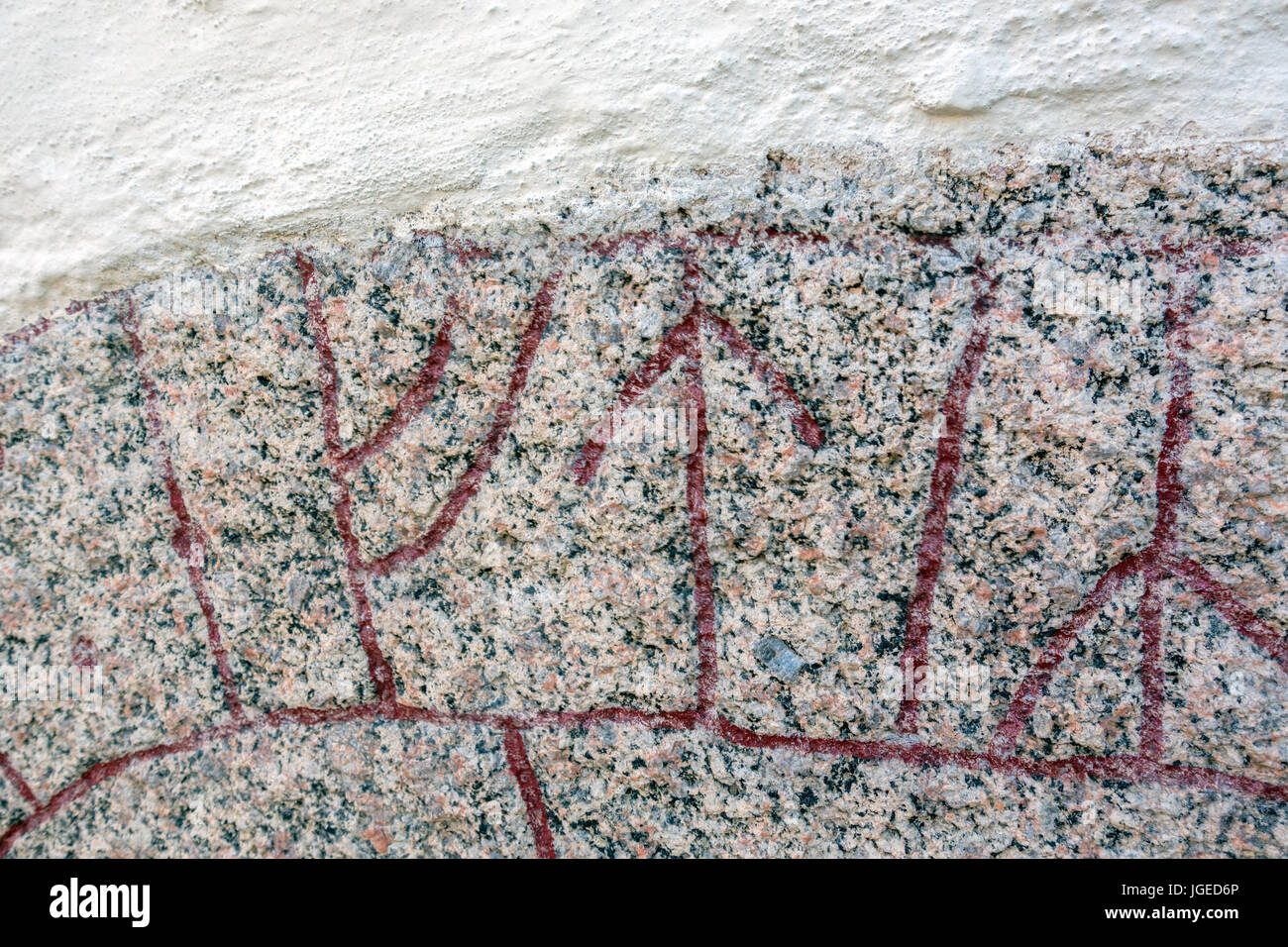 Runes from a Runestone in Odeshogs churchwall Stock Photo - Alamy