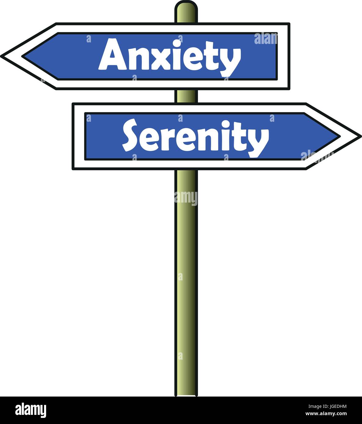 Anxiety - Serenity street sign - Original Stock Vector