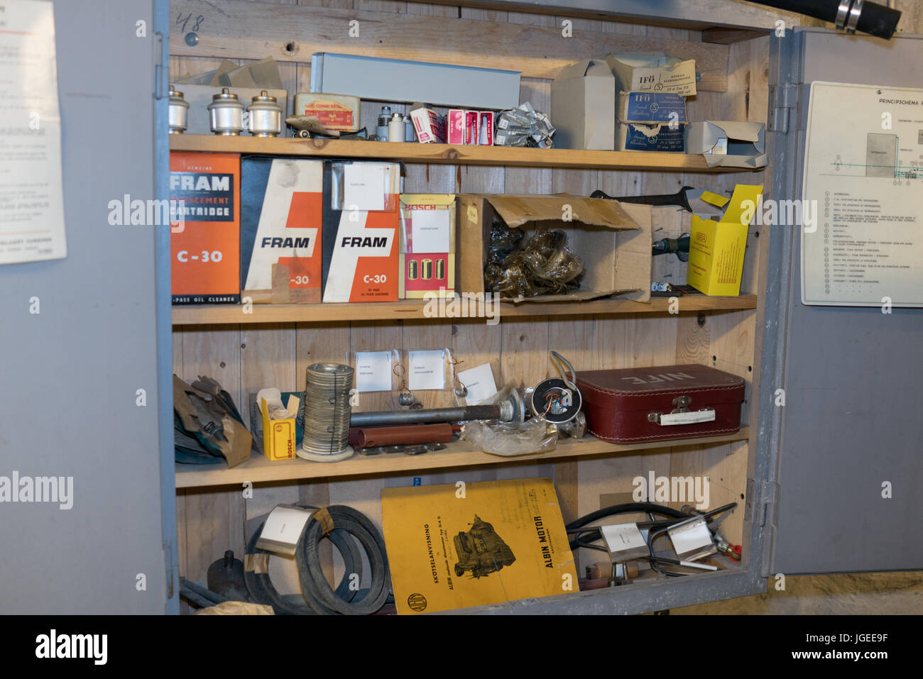 Katrineholm, Sweden-June 6, 2017:  the Green hill Nuclear bomb/fallout shelter underneath City hall in Katrineholm Stock Photo