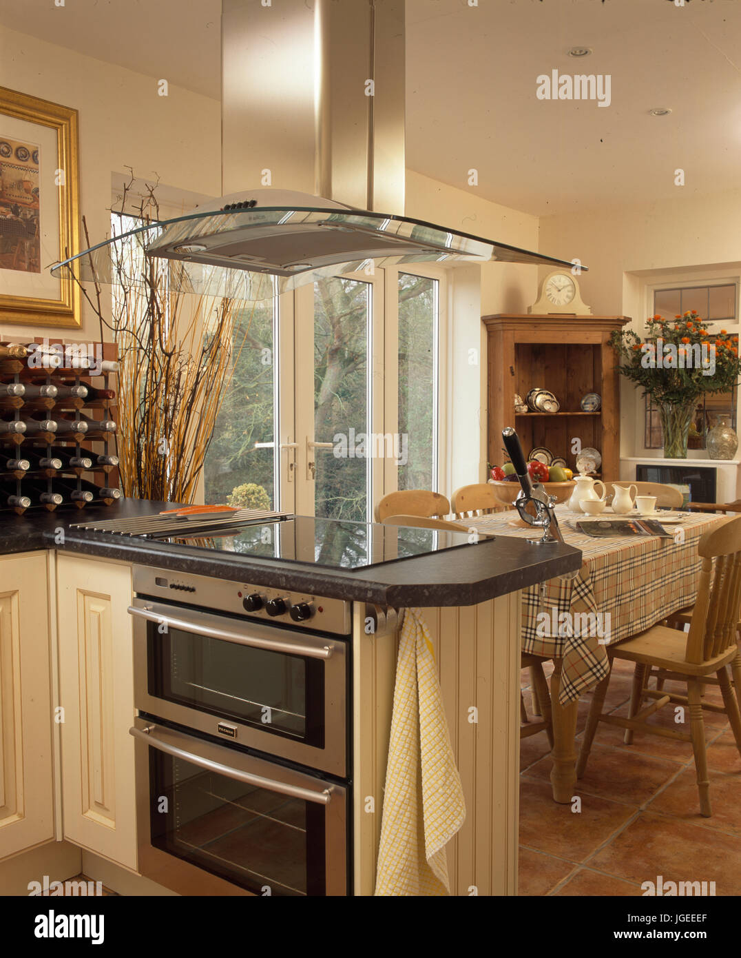 Modern hi-tek kitchen, oven with door open Stock Photo by ©starush