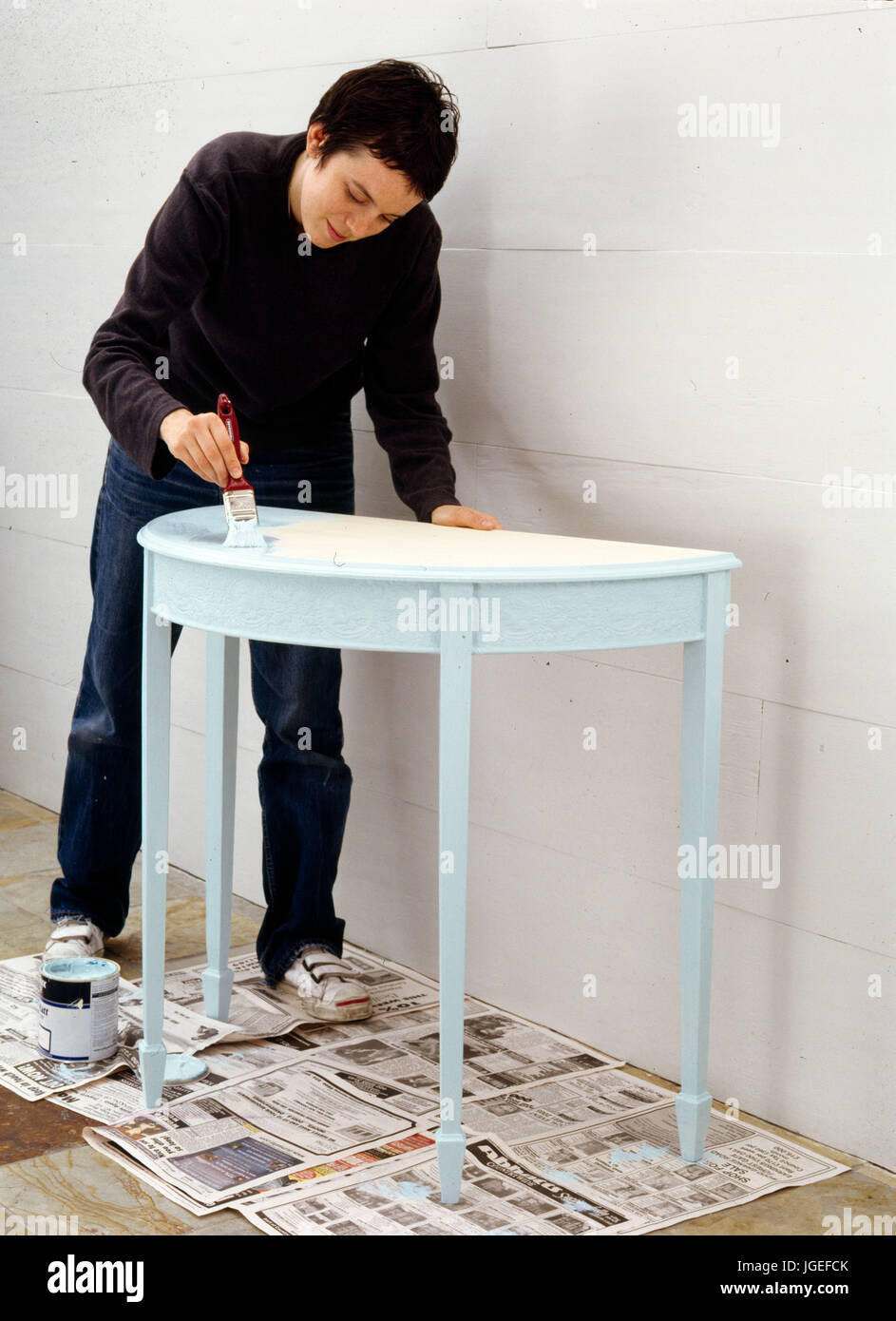 Step x step: DIY + Craft projects:  Renovating a console table Stock Photo