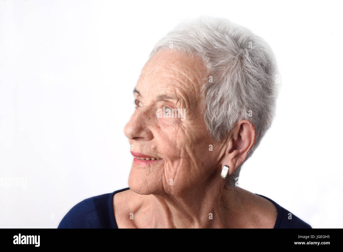 portrait of a senior woman on white background Stock Photo - Alamy