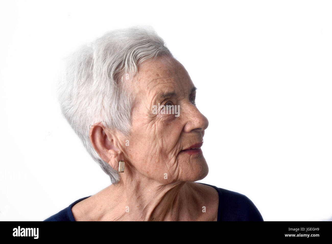 portrait of a senior woman on white background Stock Photo - Alamy